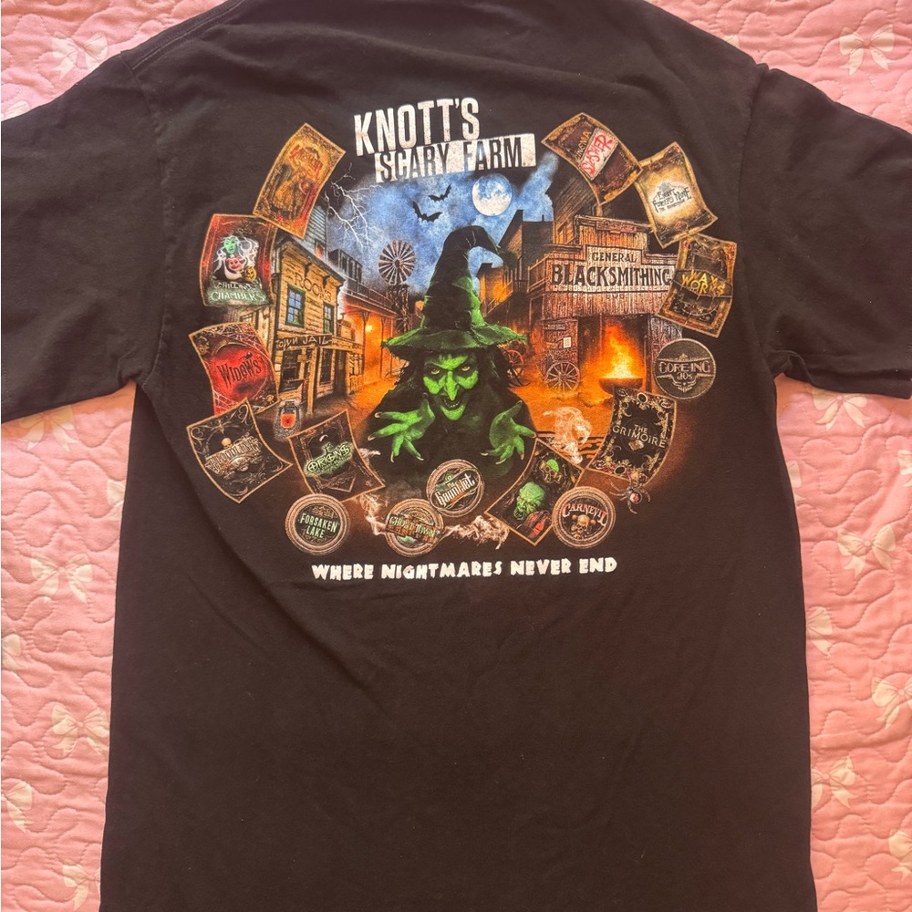 EUC Adult Knotts Scary Farm Halloween Nights Black T-Shirt Size Small